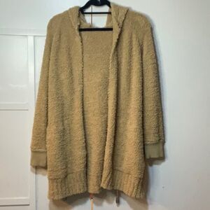 Chenille Tan Hooded Cardigan